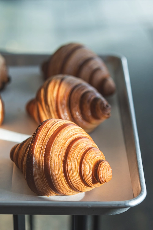 Croissants dorés fraîchement cuits